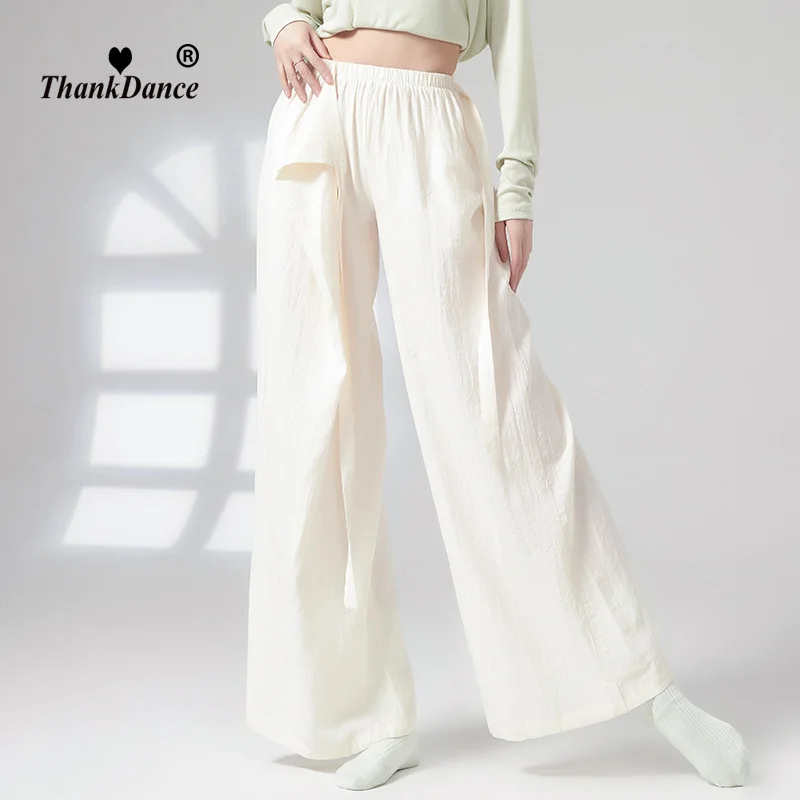 Elegant Classic Dance Pants Women Modern Dance Wide Leg Pants Soft Elastic Yoga Body Rhyme Ballet Training Practice Trousers