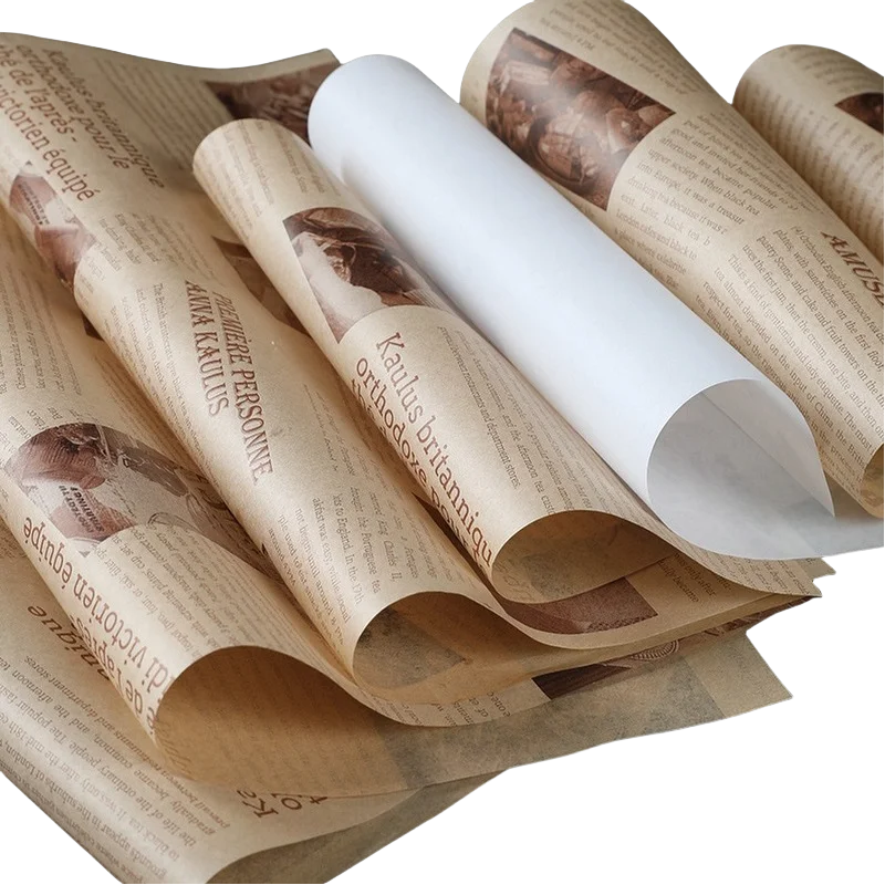 

4000pcs Custom wax paper for delicatessen bakery oil resistant food wrapping sheets disposable greaseproof burger packaging w18