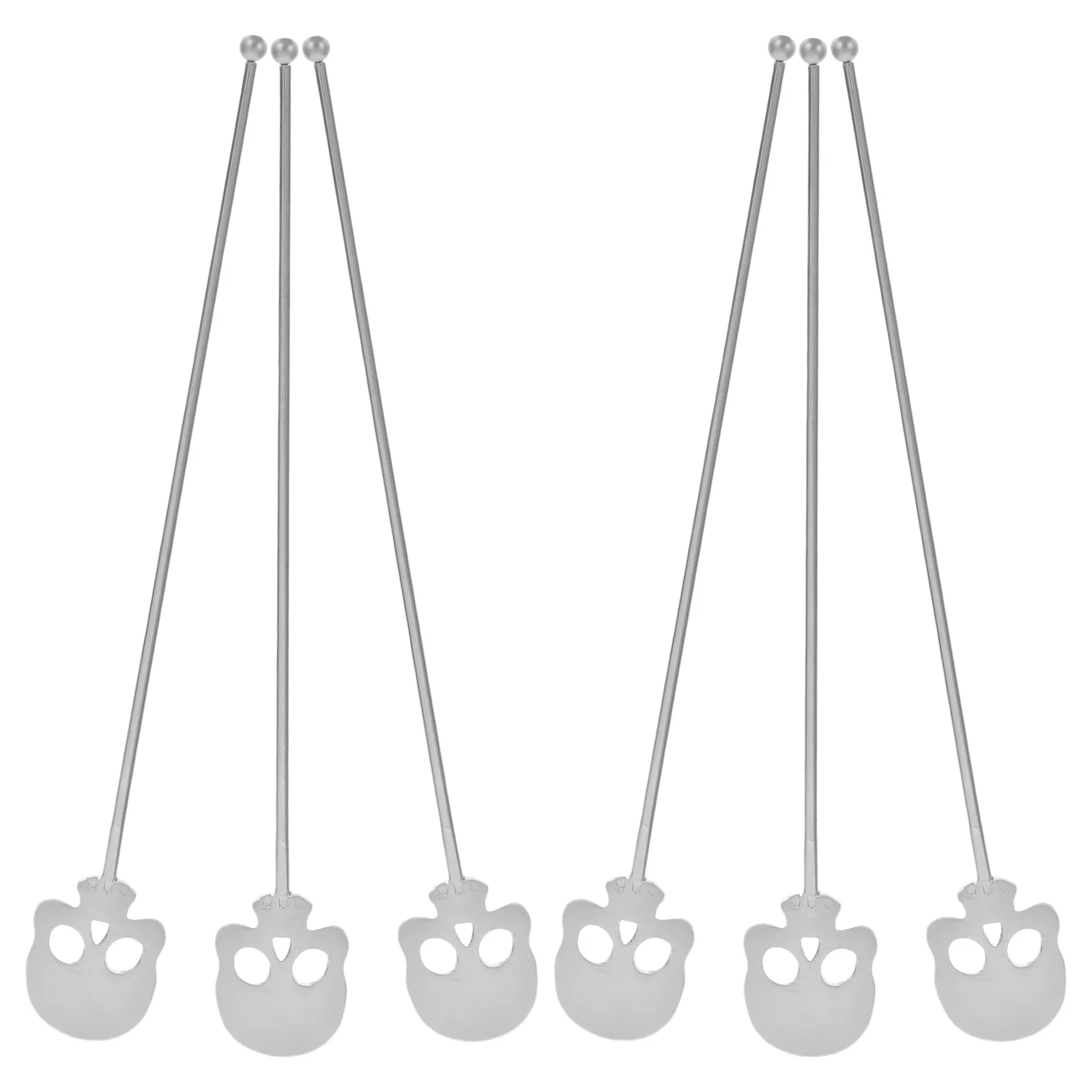 

6Pcs Skull Swizzle Sticks Reusable Stainless Steel Coffee Stirrer for Bar Halloween Party Cocktail Drink Mixing
