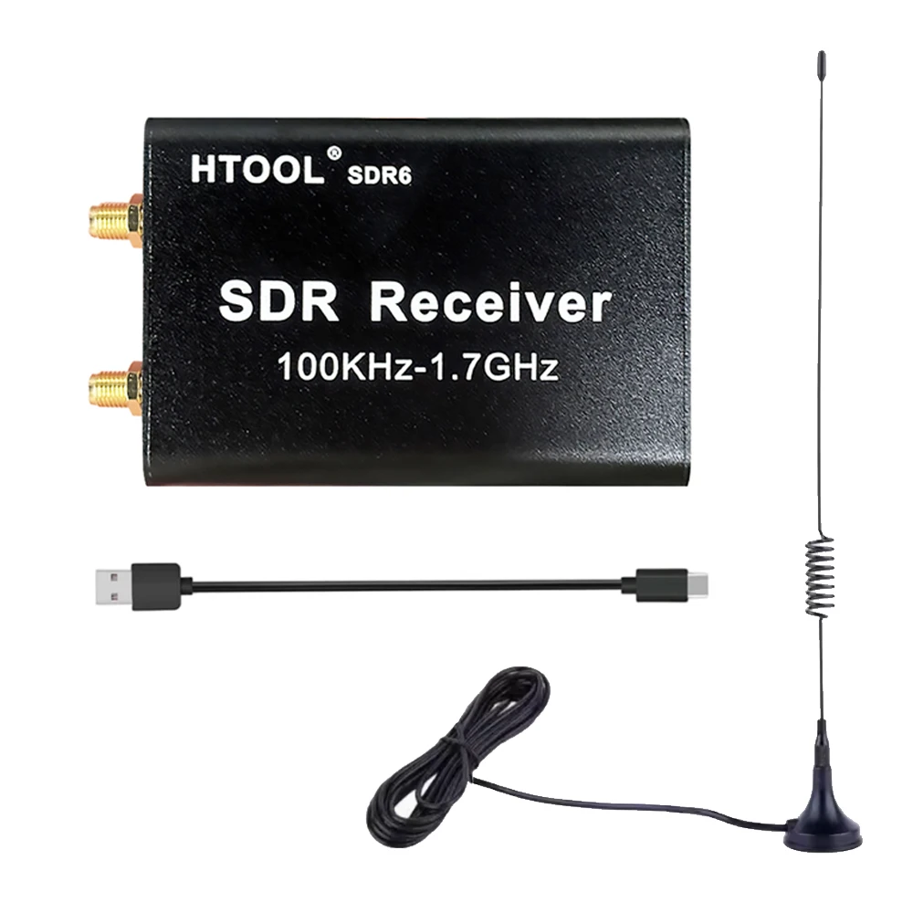 

HTOOL SDR6 RTL2832U USB Radio Receiver with Antenna High Sensitivity Fit Gqrx 2.17.5 FM WFM Signal Reception