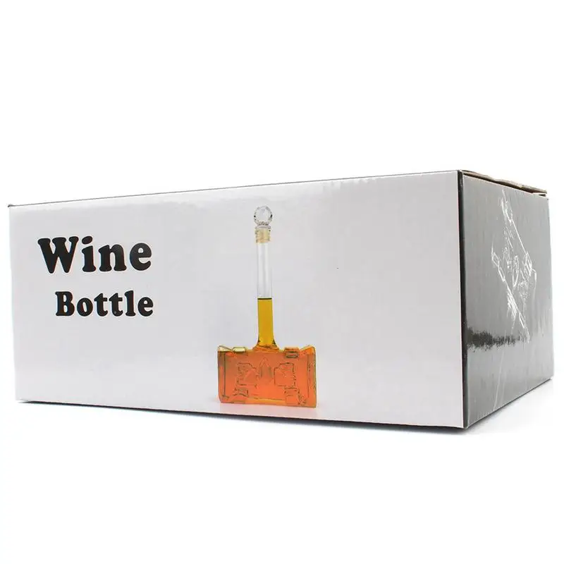 الويسكي الزجاج الدورق 400 مللي المطرقة ويسكي الدورق مع سدادة محكمة الغلق ثلاثية الأبعاد زجاجة الخمور لكوكتيل الكحول بوربون الفودكا