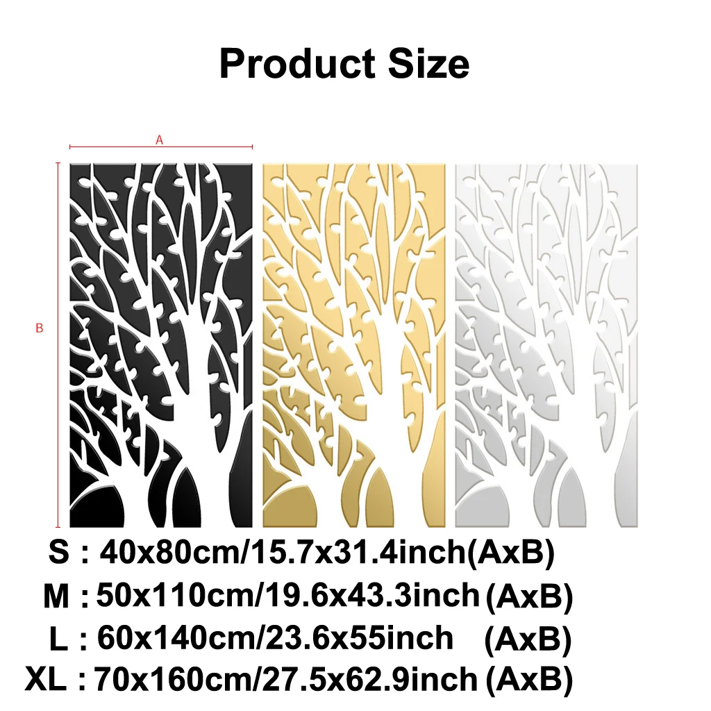 Adesivi murali a specchio decalcomanie per alberi 3D decorazioni per pareti soggiorno decorazione per la casa specchio decorativo