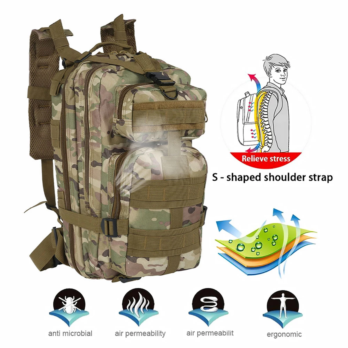 Camping Backpack Tactical Bag Large Waterproof Backpacks Camouflage Hiking Men Outdoor Bags