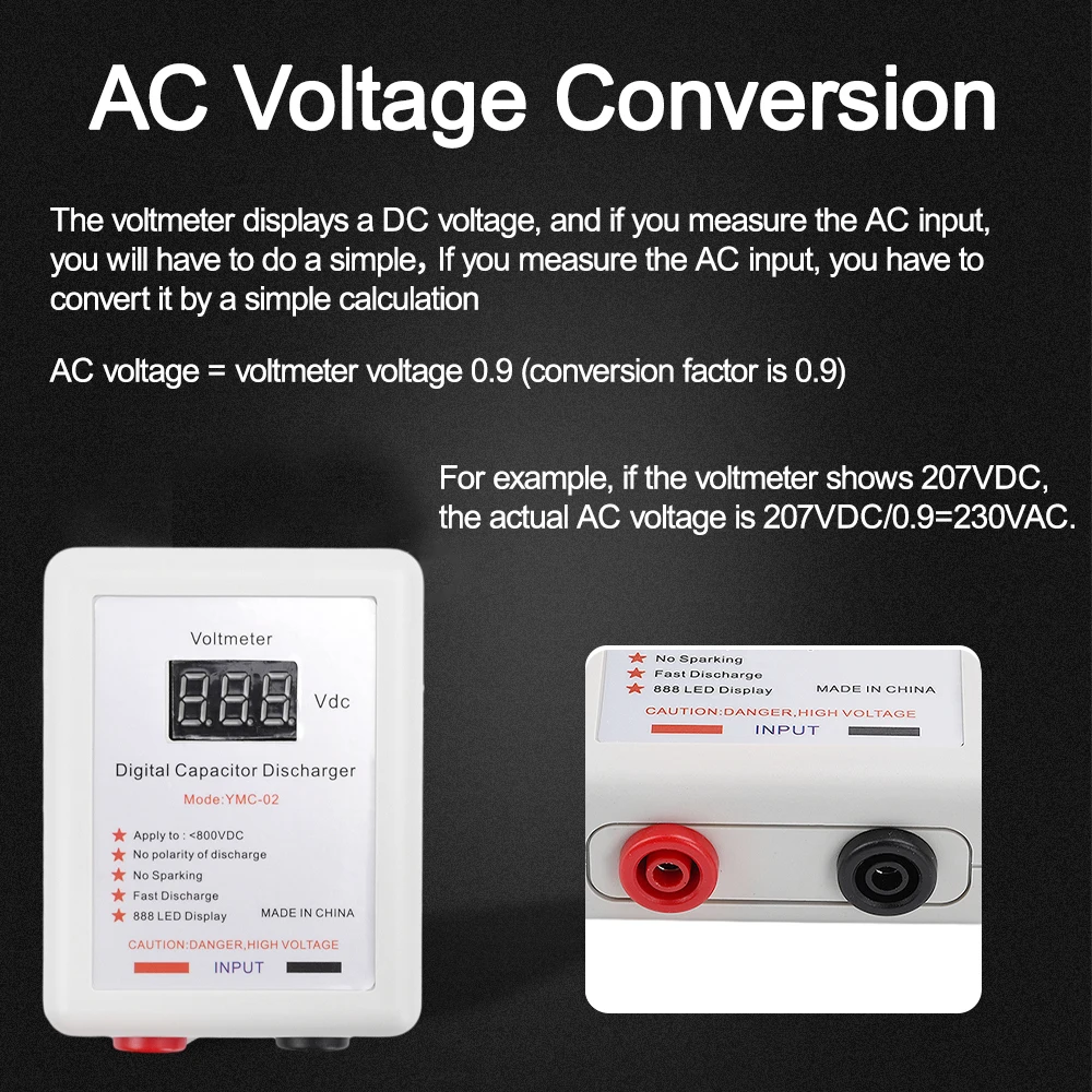 800 В Sparkpen аккумулятор, конденсатор, разрядная ручка, защита от разряда, электрик, инструмент для быстрого разряда напряжения с вольтмером