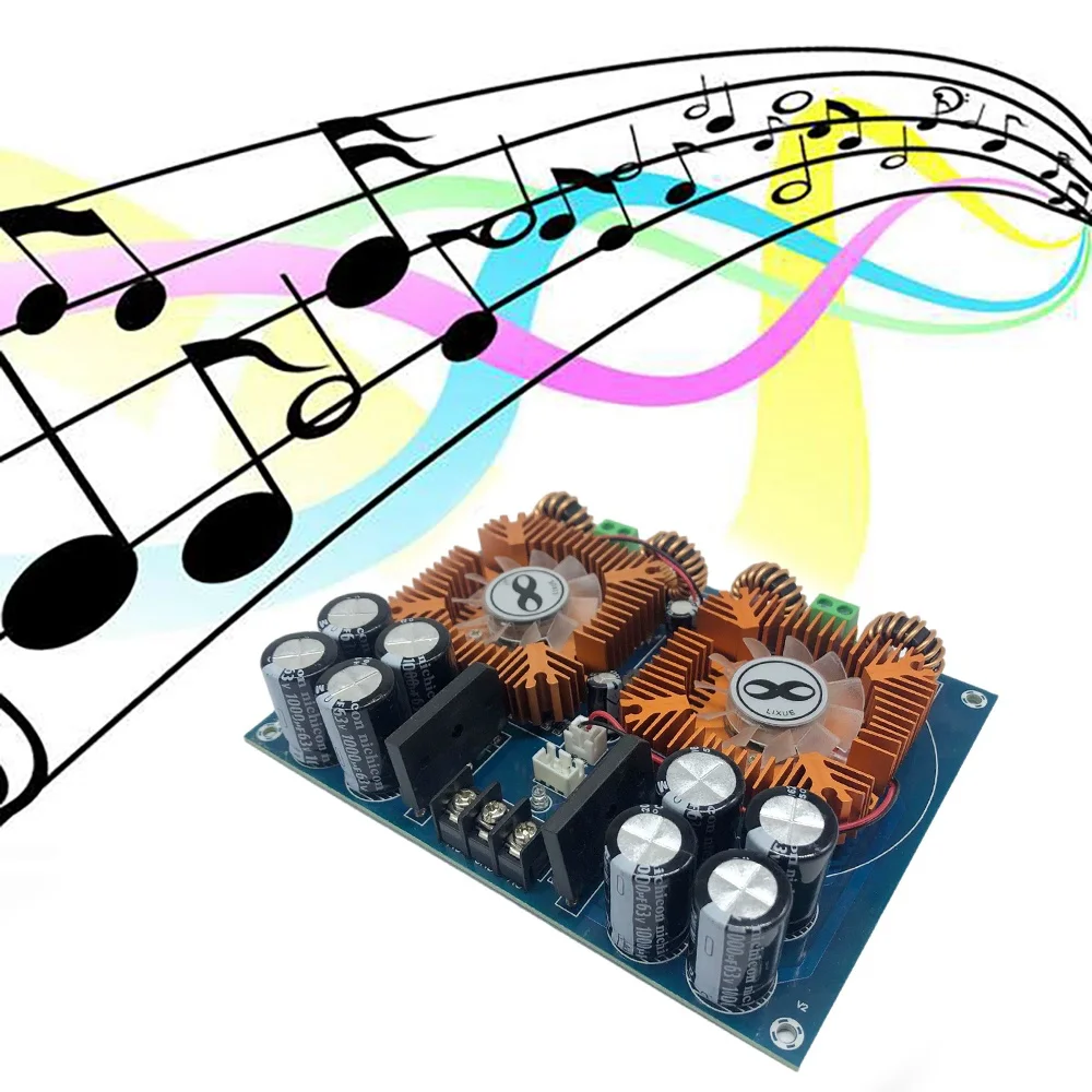 XH-M254 Digital Power Amplifier Board TDA8954TH 420Wx2 High-Power Two-Channel Audio Power Amplifier Board with Fan