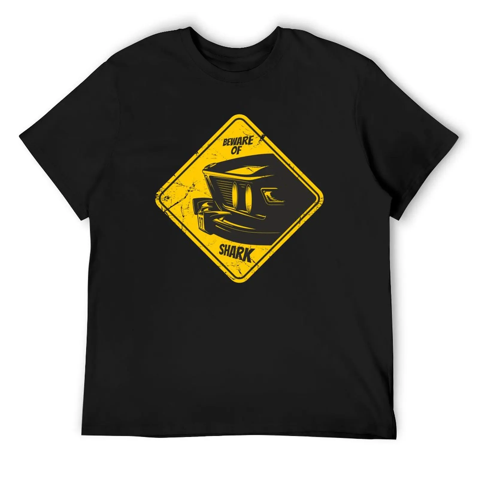 

Beware of shark sign with a car. T-Shirt Short sleeve tee cute clothes mens graphic t-shirts anime