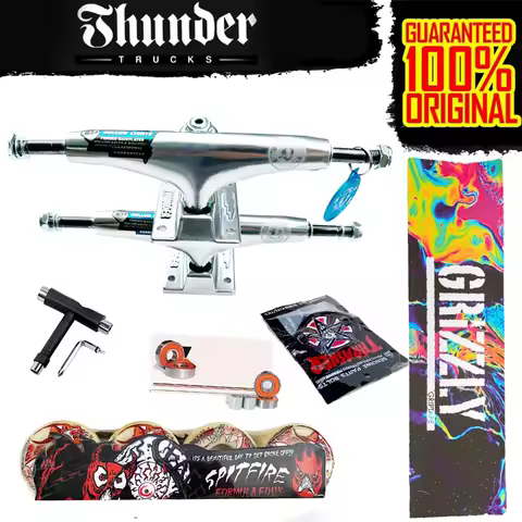 Skateboard SPITFIRE Wheel Forged THUNDER trucks , Good Quality,Pro Chrome Steel Bearings, Grip Tape, 5.25inch