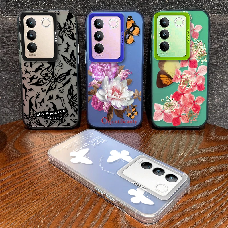 

Black Butterfly For Vivo V40 SE V27E V30E 29 25 Pro 5G Y36 Y17S Y33S Y15S Y03 Y36 Y16 Y19S Y50 Colorful Silver Phone Case