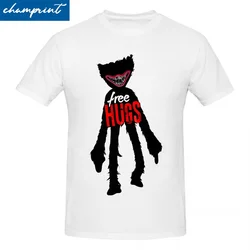 Free Hugs Huggy Wuggy Smiling Critters Tshirts Men's 100%Cotton Top Tee Streetwear O-neck Short Sleeve