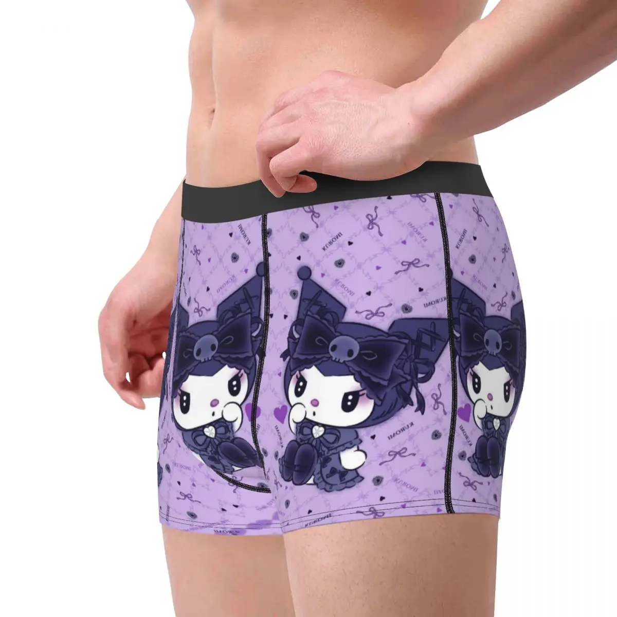 Ropa interior personalizada con patrón Kawaii Kuromi para hombre, calzoncillos Boxer de película a la moda, pantalones cortos suaves, bragas, calzoncillos