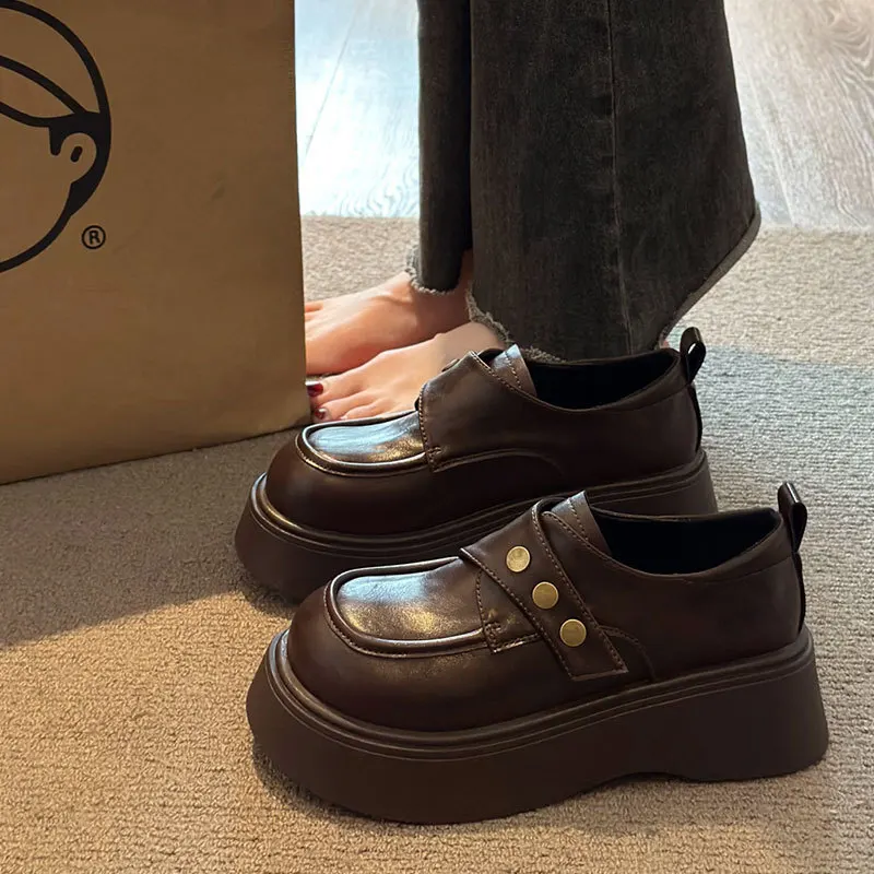 

Women Leather Shoes 2025 Autumn New Women's Japanese JK Mary Jane Shoes Black Versatile Thick Soled Preppy Loafer Shoes