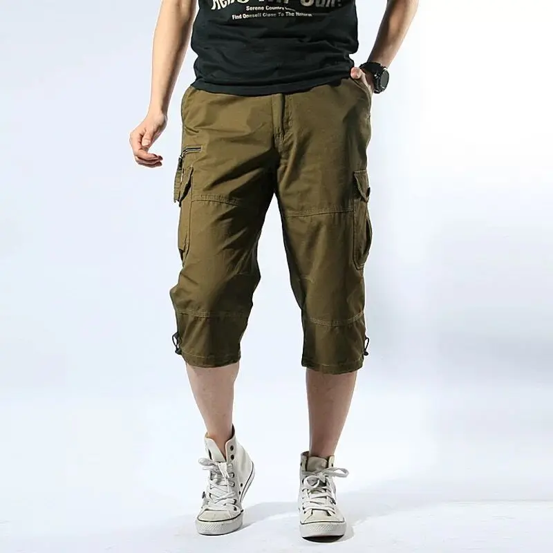 GIOIOMen's overalls，2025New Style Pure Cotton Thin Multi-Pocket Seven-Quarter Casual Pants，Fashionmen`s clothing