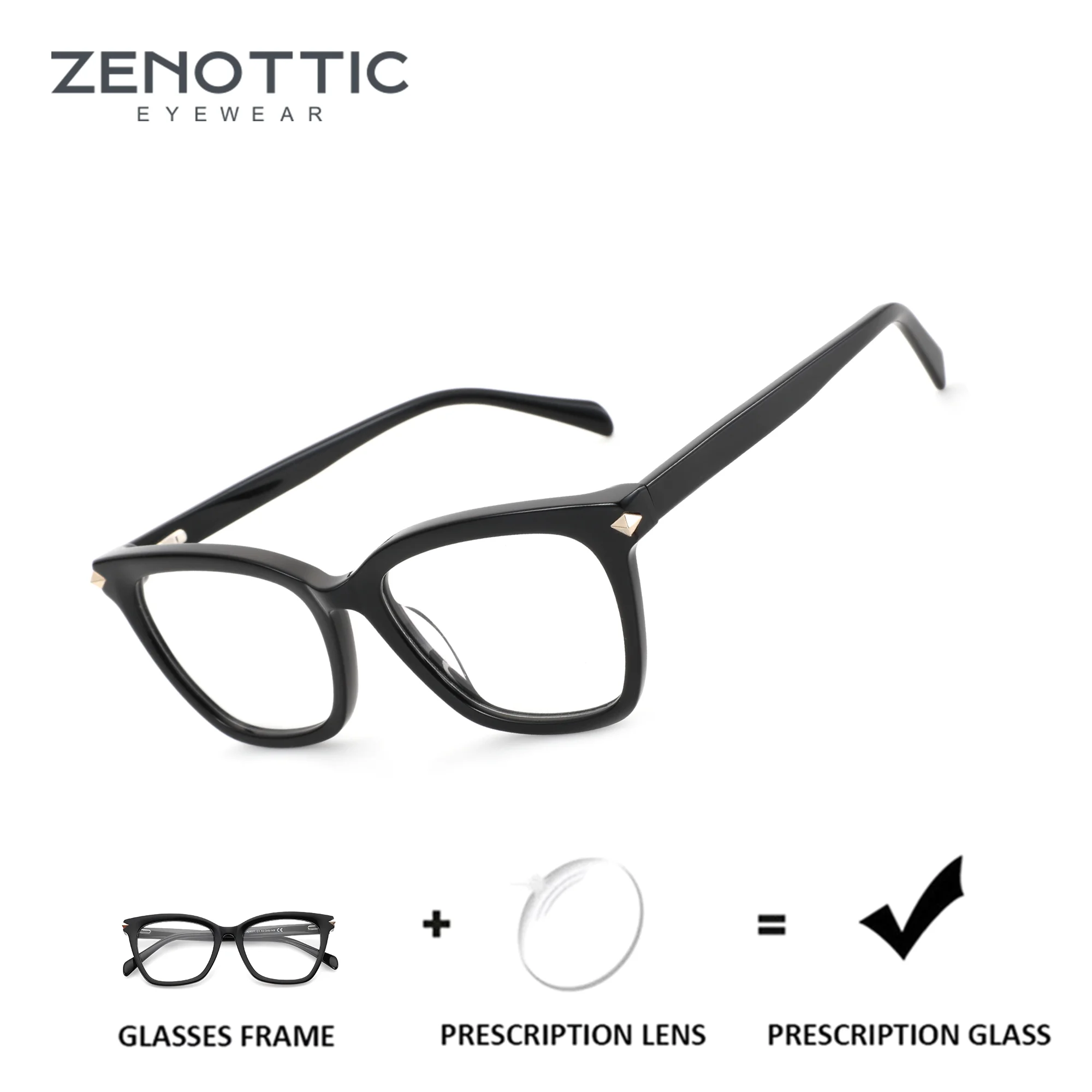

ZENOTTIC Square Acetate Prescription Glasses Women Progressive Optical Lenses With Recipe Photochromic Myopia Eyewear