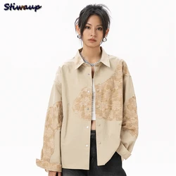 Stylish Women's Blouse Women Shirts & Blouses Korean Style Women's Luxury Clothing Trend 2024 Fall Patchwork Fashion Ladies Tops