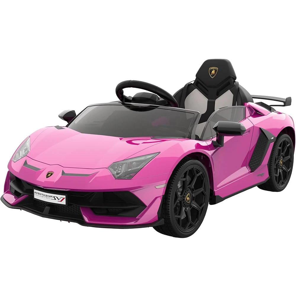 12V Sports Car Ride-on w/Remote Control Bluetooth, Black | Hydraulic Swing Doors, Parent Remote + Kid Pedal Dual Control, Bluetooth/AUX/TF/USB Audio, Dual 25W Motors, 1-2H Playtime