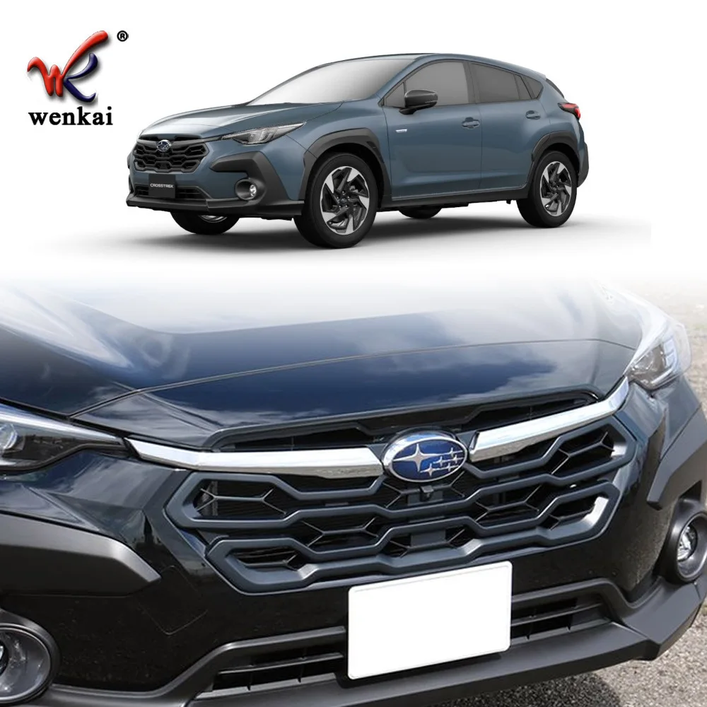 

For Subaru Crosstrek 2023-2024 ABS Black Car Front Grille Middle Mesh Decorative Strips Grill Hood Engine Trims Car Accessories