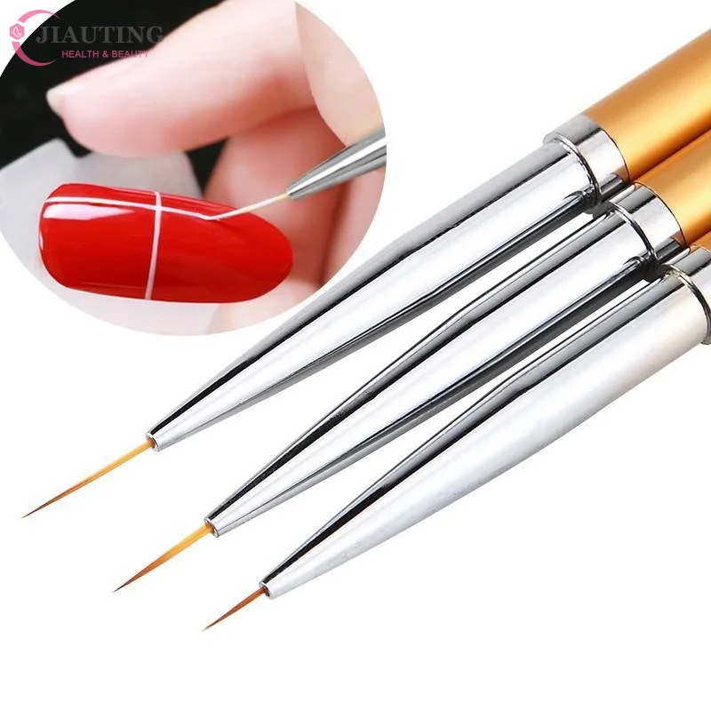 3PCS DIY Nail Drawing Pen Acrylic French Stripe Liner Brush For 3D Tip Lines Stripes UV Gel Painting  Nail Art Liner Brush Tool