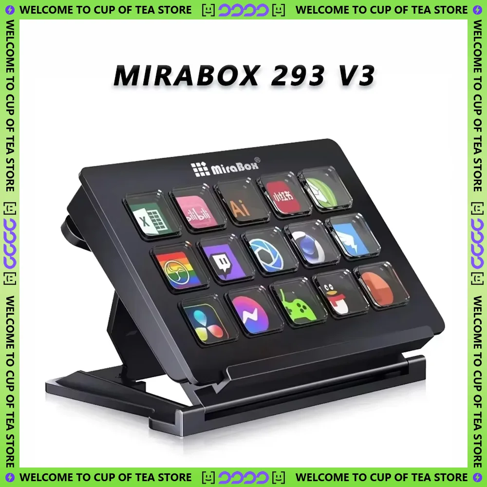 Mirabox 293 V3 Mini Keyboard 15-Key Stream Deck Visual LCD Buttons Creation Customizable Buttons Windows Mac Office Accessory