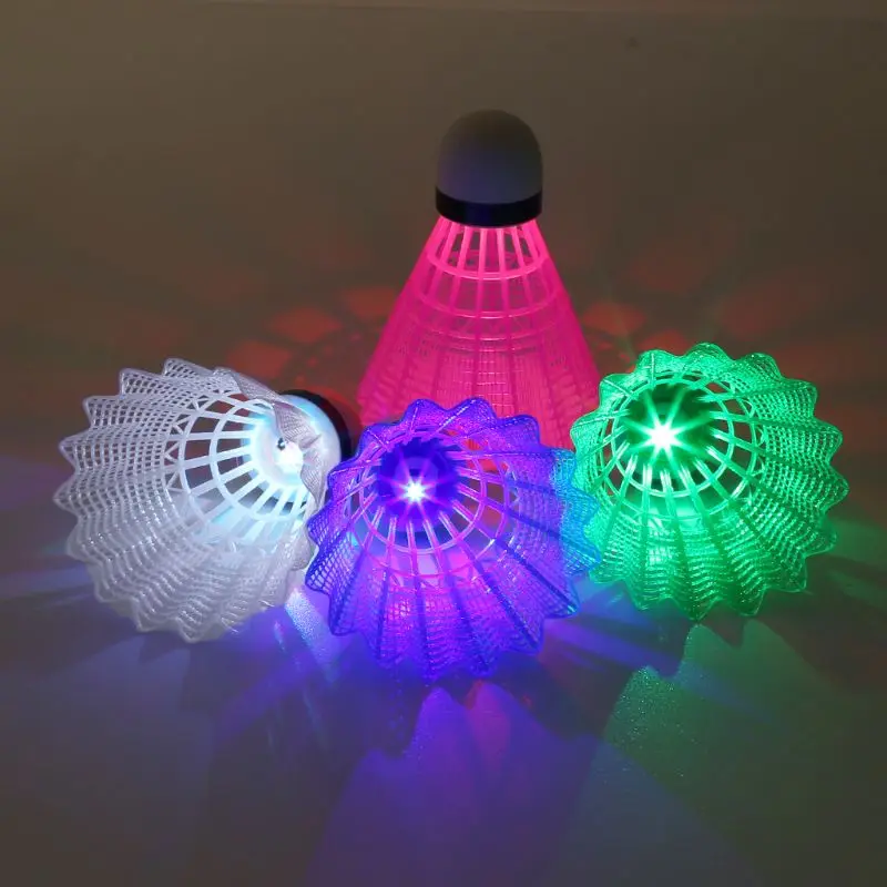 4Pcs Luminous Outdoor Badminton Airshuttle Plastic Birdies Shuttlecock Feather Resistance Wind Balls Ball For Training