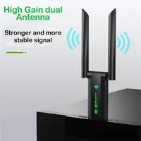 1300Mbps WiFi USB Adapter Dual Band 2.4G+5Ghz Wi-Fi Dongle 2 Antenna 802.11AC USB3.0 High-Speed Wireless Card Receiver PC/Laptop