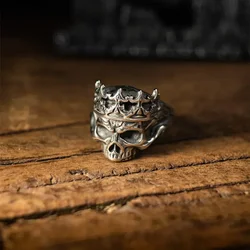 Gothic Crown Skull Ghost Head Open Adjustable Ring for Men's Motorcycle Riding Rock Party Jewelry