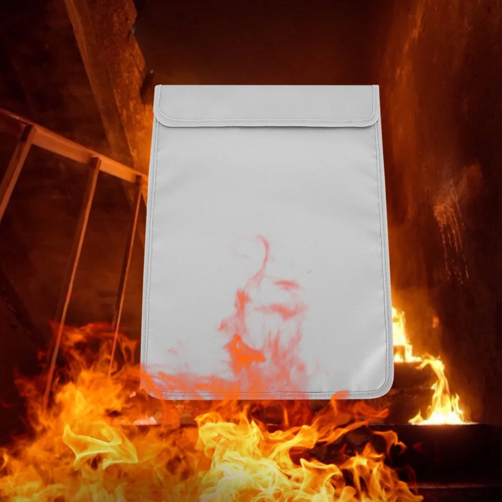 Fireproof Fireproof Bag Double Zipper 38×28cm Document Bag Explosion Proof Moisture Proof Protective Bag Valuable Storage