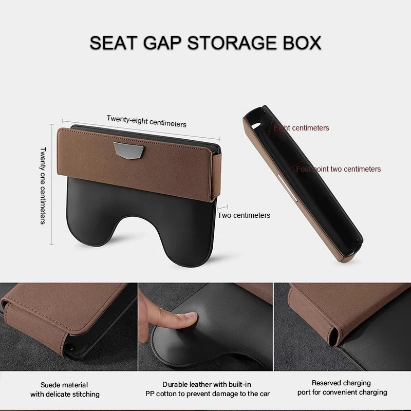 Top Leather Car Seat Gap Organizer Debris Box Gadgets Bag Seat Side Pocket Crevice Storage Box Debris Bag For Universal 4 Colors