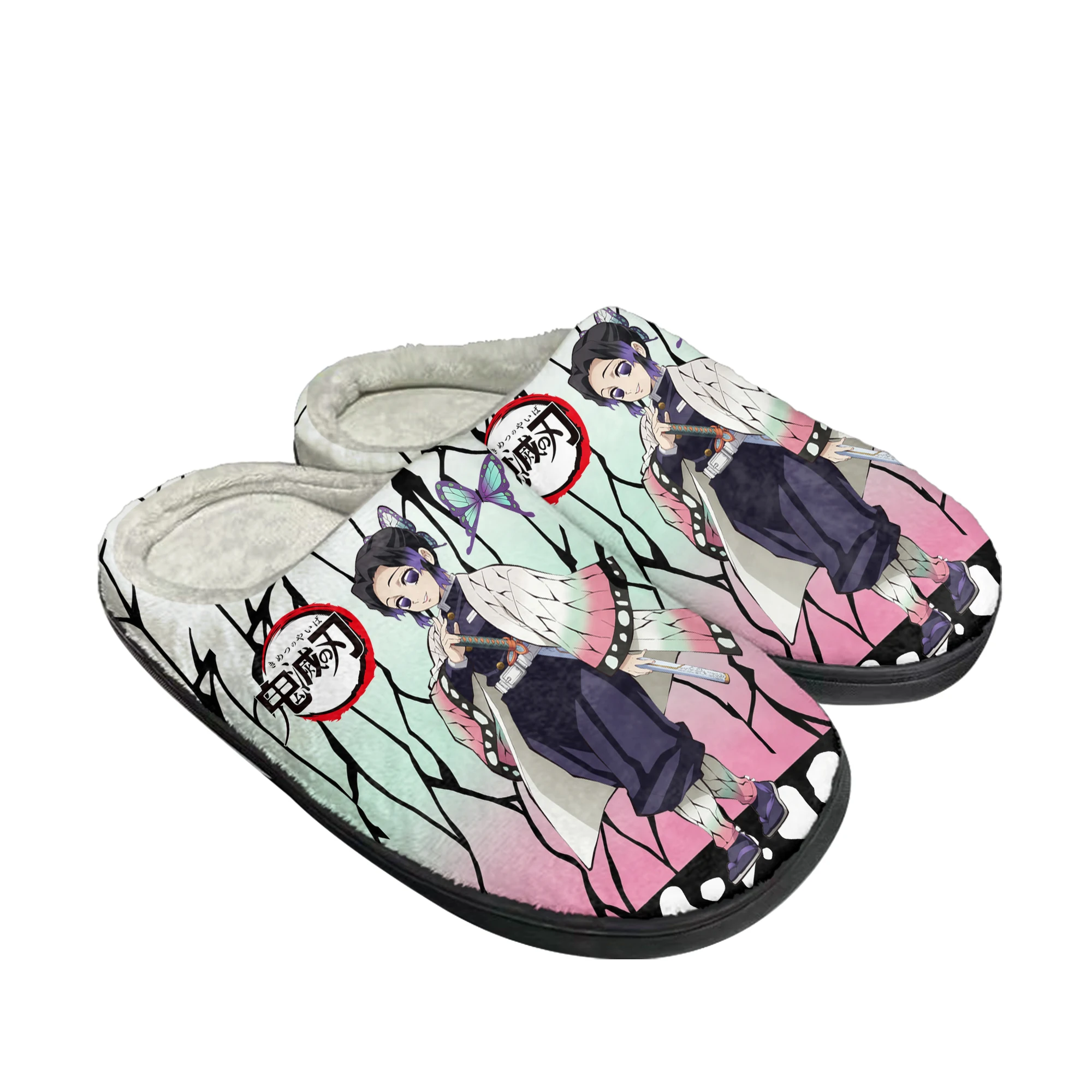 Insect Pillar Bug Shinobu Kocho Demon Slayer Home Cotton Custom Slippers Mens Womens Sandals Plush Keep Warm Thermal Slipper