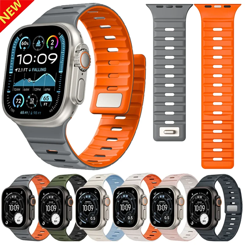Magnetisches Silikonarmband für Apple Watch Ultra 3/2/1 49 mm 11 10 46 mm 42 mm Einstellarmband iWatch 9 8 7 6 5 4 SE 45/41/44/40 mm