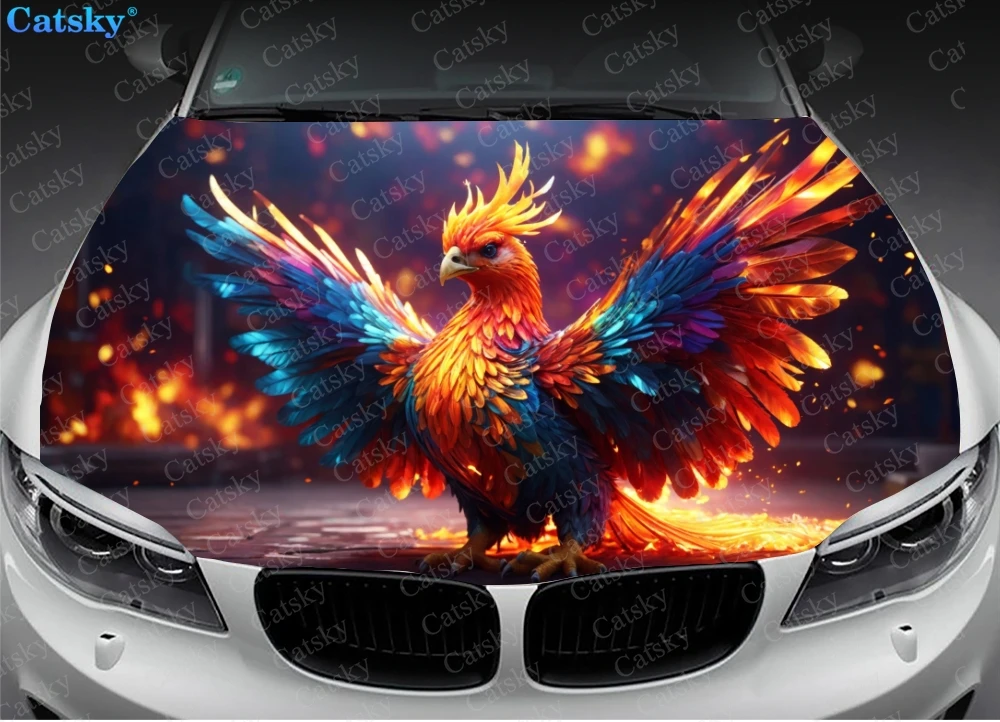 Phoenix animal Car Hood Vinyl Stickers Wrap Vinyl Film Engine Cover Decals Sticker on Car Auto Accessories