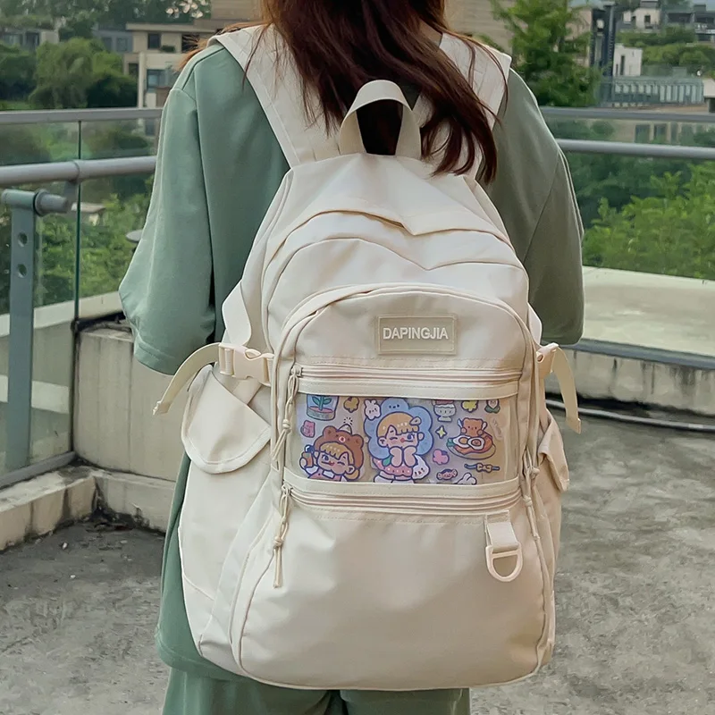 New Girl Nylon Transparent Travel Book Backpack Women Leisure School Bag Fashion Lady Laptop College Backpack Female Student Bag