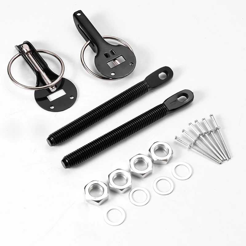 Hood Pin Kit Universal Bonnet Hood Pins Lock Latch Kit Aluminum Racing Latch Catch Pin Key Locking Kit Car Refit Accessories