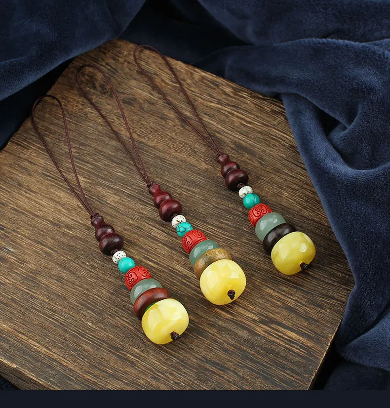 DIY accessories Seven-layer pagoda ebony mobile phone lanyard, gourd mobile phone chain, short USB flash drive pendant, men's an