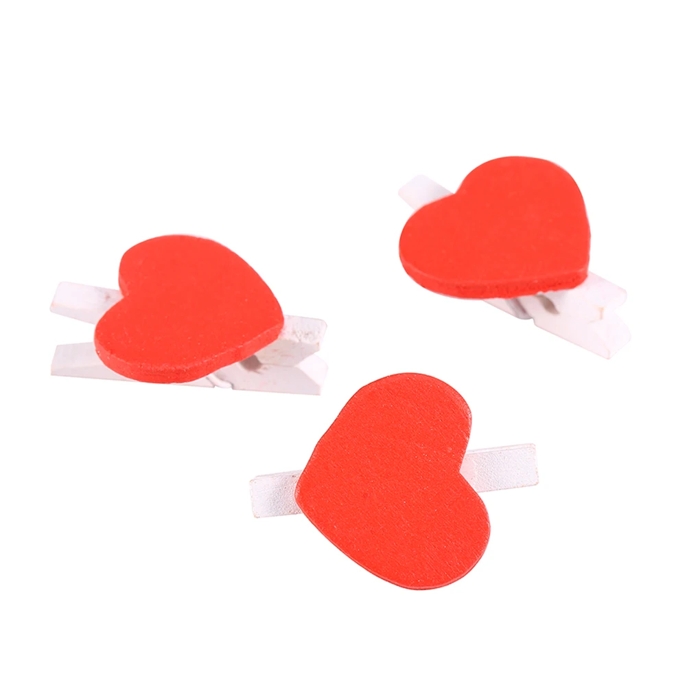 50pcs Heart Wooden Pegs Pins Memo Picture Photo Clips Wedding Xmas Party DIY Decoration