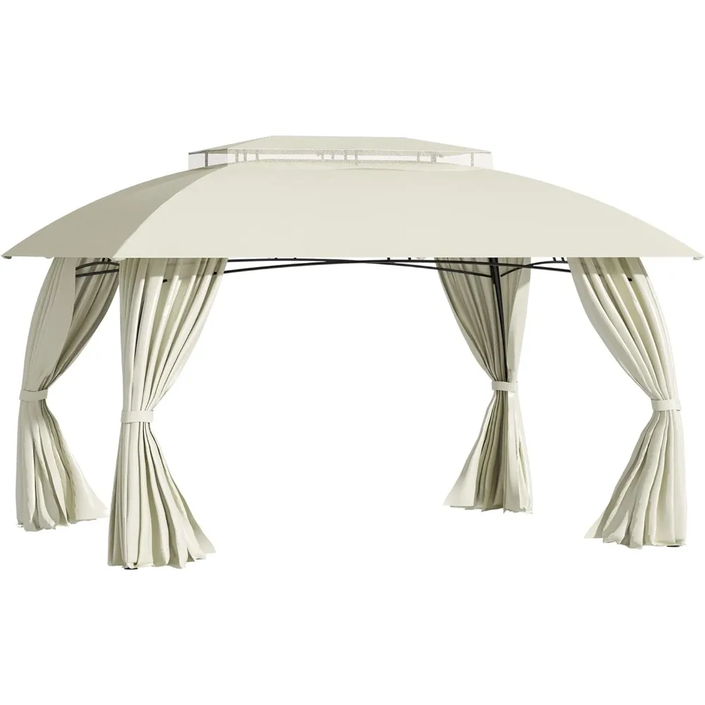 

10 x 13Outdoor Gazebo Patio Gazebo Canopy, Double Vented Roof, Steel Frame, Curtain Sidewalls, Sun Shade Shelter for Garden