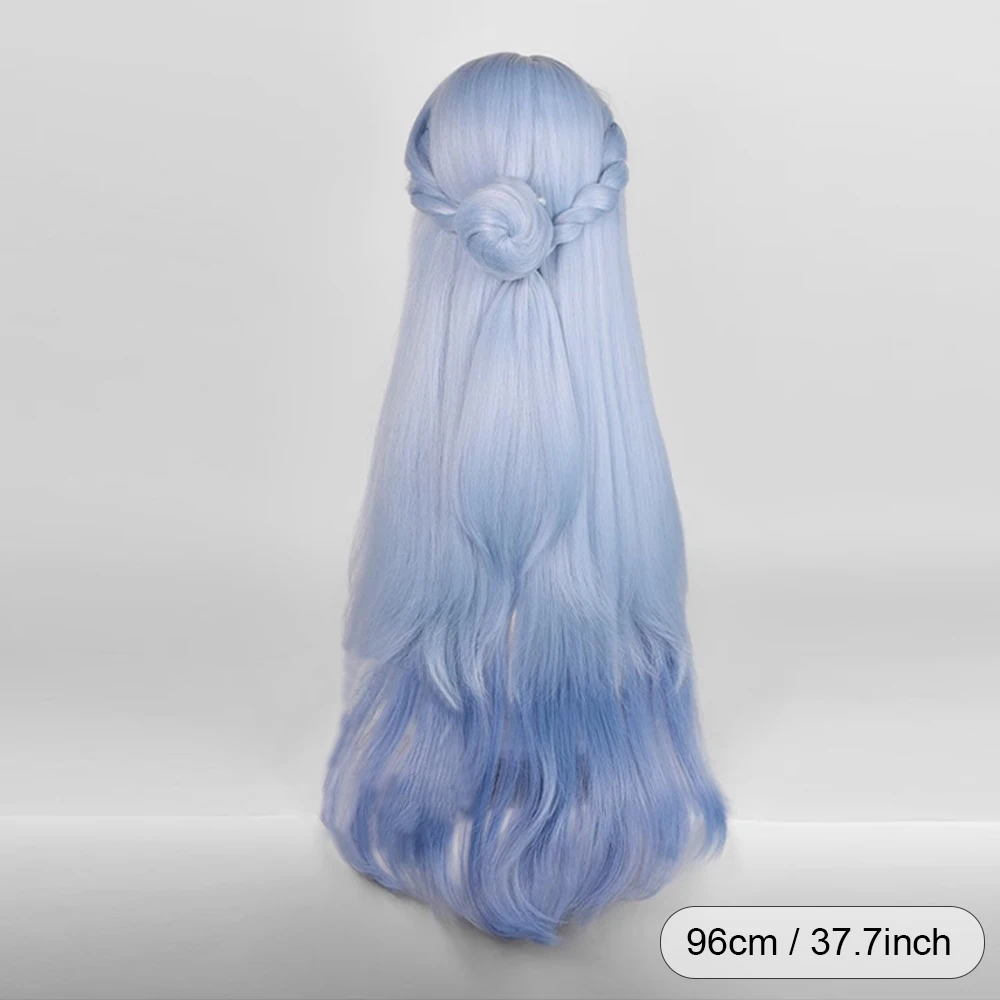 Honkai Star Rail Robin Wig Synthetic Long Straight Ombre Blue Fluffy Women Game Cosplay Hair Wig for Party