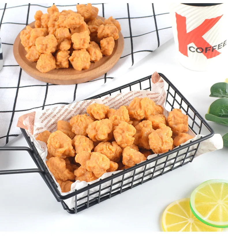 Artificial Chicken Popcorn Model Simulation French Fries for Burger Shop Western Food Window Display Props Fake Food Kids Toys