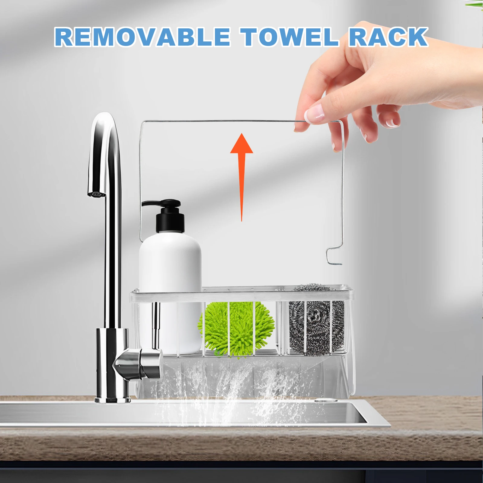 Kitchen Stainless Sponge Holder Steel Sink Drain Rack Faucet Holder Organizer Towel Rack Shelf Soap Drainer Kitchen Accessory