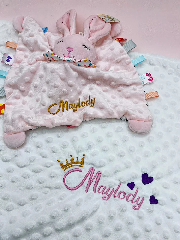 Personalisiertes Babydecke-Set – Doudou Swaddle Kinderwagen und Kinderbett-Schlafbezug, Neugeborenen-Duschgeschenk, Geburtsgeschenk, individuelle Dekoration – Detail 17