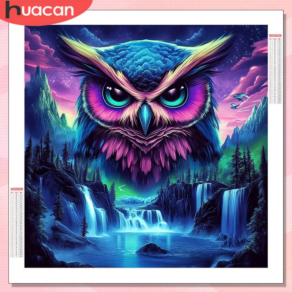 HUACAN Diamond Paintings Owl Animal Full Kits Diamond Art Mo