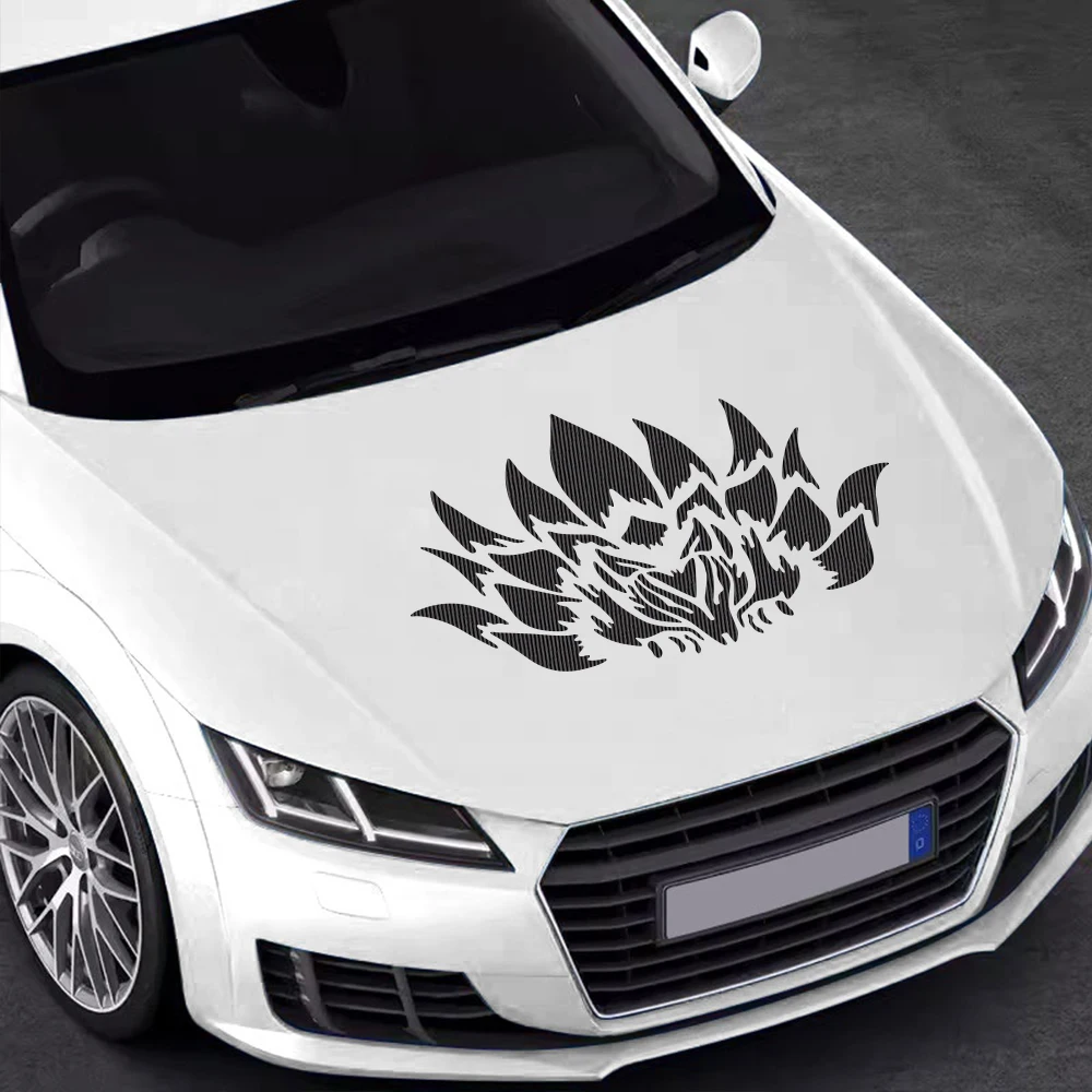 

Девятихвостая наклейка с изображением лисы демона, автомобильная наклейка на передний капот, виниловая пленка, ПВХ, водонепроницаемая креативная пленка, автомобильные аксессуары, украшение