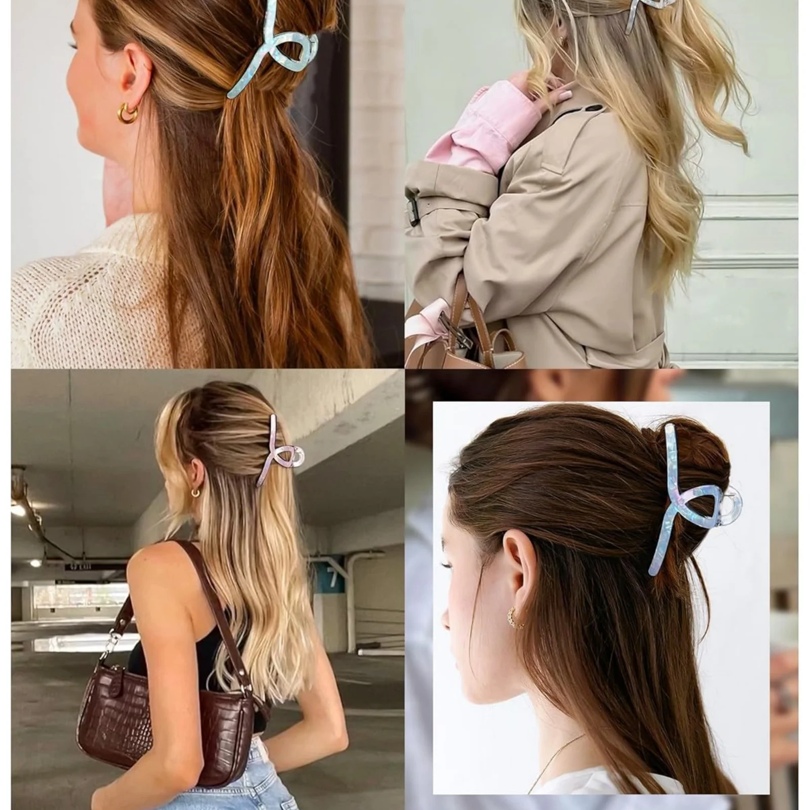 1 Stück schillerndes Band – geformtes Haarklammern-Set, 4 Pastellfarben, stilvolle Haarklammern für Frauen, schicke Hochsteckfrisur-Accessoires – Detail 7