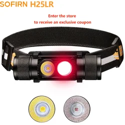 Farol de LED recarregável, Lanterna cabeça poderosa, 90 alta CRI luz branca brilhante, Tocha vermelha profunda de 660nm, H25LR