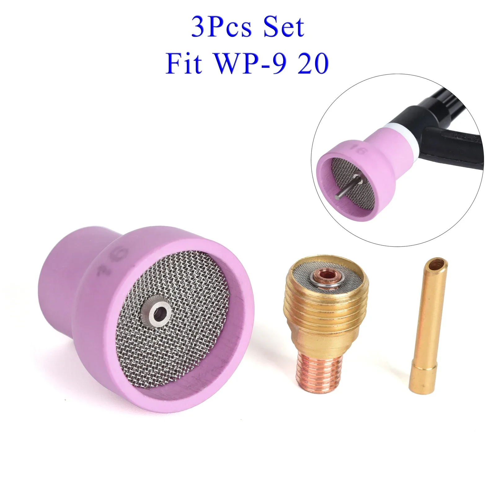 

3Set TIG Welding #16 Extra Large Alumin Ceramic Nozzle Alumina Cup Kit Torches WP9 20 25 Stubby Collets Body Gas Lens Sets