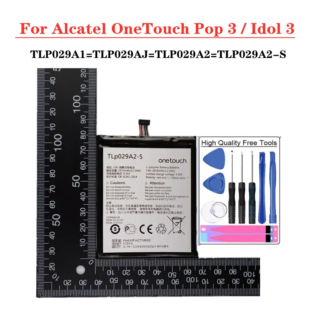 2910mAh TLP029A2 TLP029A2-S TLP029A1 TLP029AJ para Alcatel OneTouch Idol 3 5,5 "6045F/Y Pop 3 5,5 pulgadas 5025D/E/G/N/X batería de teléfono