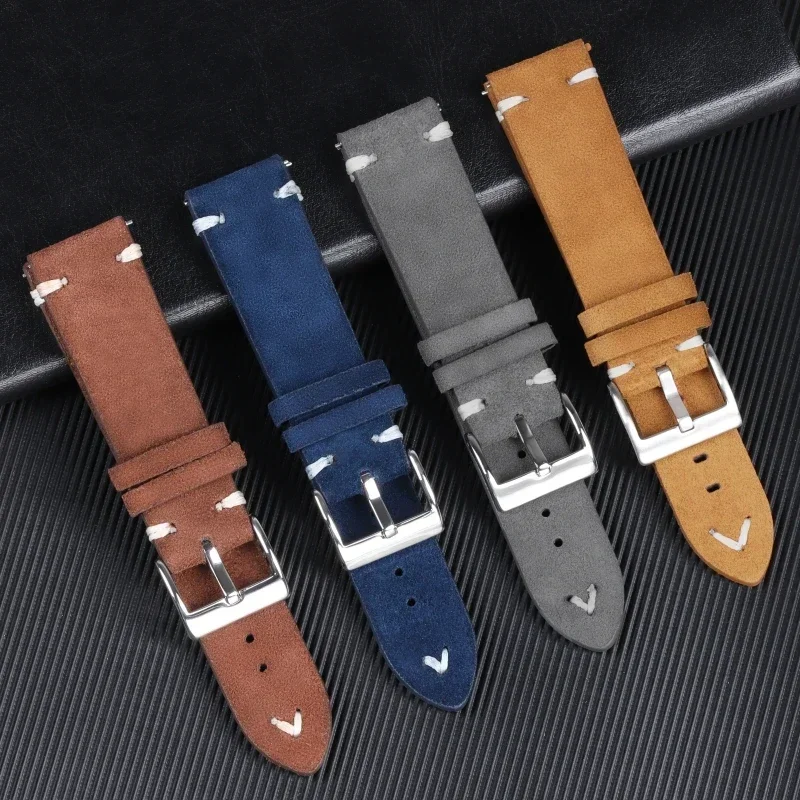 18mm 20mm 22mm High Quality Suede Leather Vintage Watch Straps Quick Release Band Replacement Strap for Omega Watch Accessories