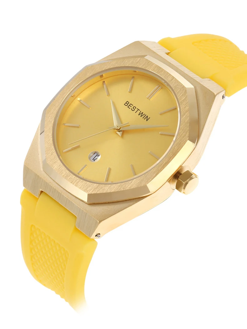 - ساعة رجالية فاخرة كاجوال رياضية كوارتز ساعة يد كلاسيكية ماركة فضية زرقاء مطاطية سيليكون Reloj تقويم ساعة ذهبية بسيطة