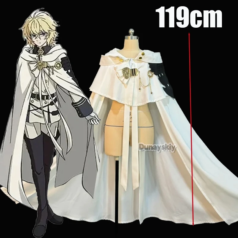 Anime Seraph of The End Hyakuya Mikaela Cosplay Costume 9.84in White Cape Jewelry Accessory Halloween Party Unisex Outfit