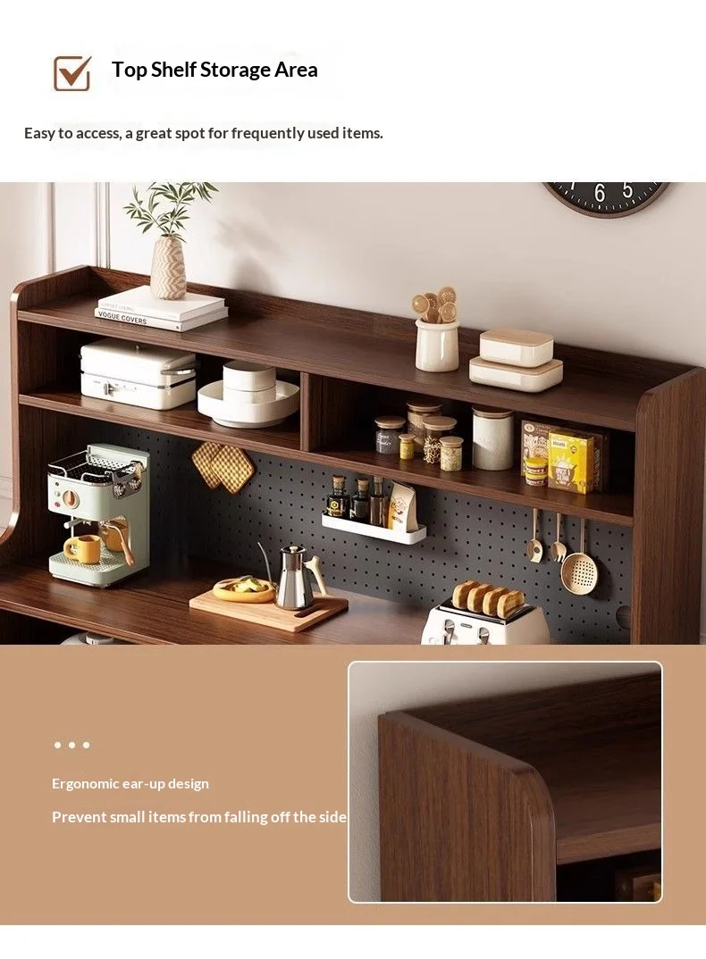 Large Capacity Luxury Sideboard Display Cabinet, Arch See-through Door, Open Upper Shelves for Kitchen Dining Multi Storage