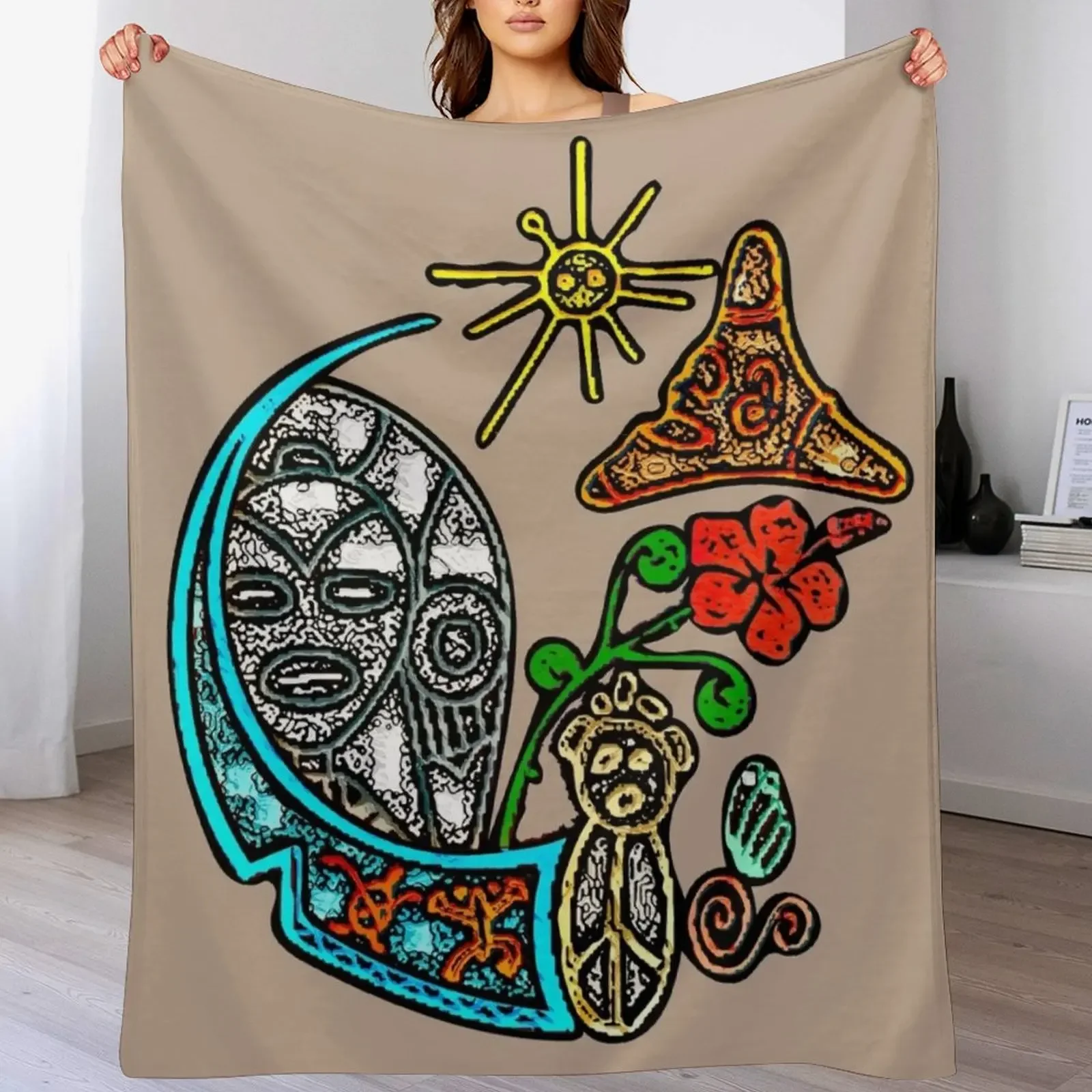 

Atabey Goddess Taino Symbols Puerto Rico Throw Blanket for winter Vintage Beach Quilt Blankets